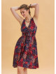 V Neck Robe Red Patterned Ethnic Dress 4515